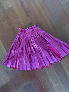 Lola + The Boys Metallic Fuchsia Pleated Skirt
